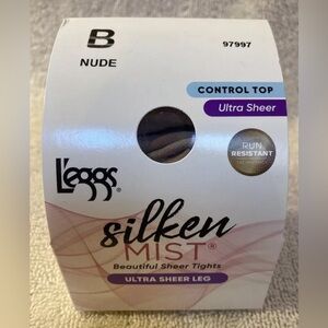 L'eggs Silken Mist Pantyhose Ultra Sheer Leg Control Top, Size B - NUDE 97997